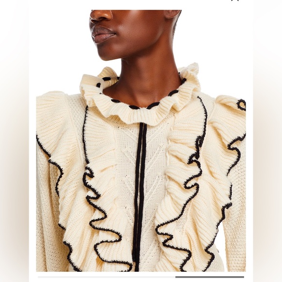 Stellah Ivory Sweater with Black Ruffle Accents - Picture 3 of 8